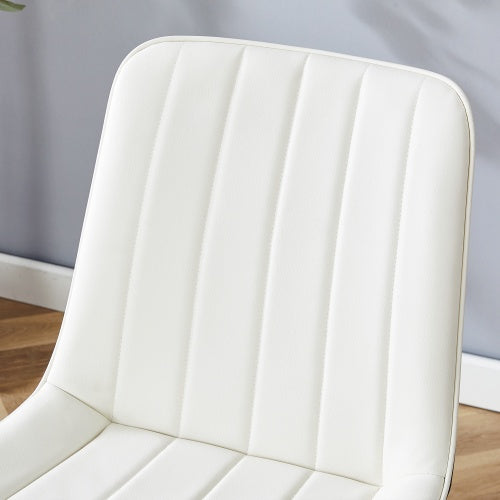 Extended Seat Cushion PU Dining Chair Set - Four Pieces.Smooth Line Design.Can Integrate Well Into Various Modern Home Decoration Styles.White And Black Splicing Colors.