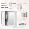 2-Tier Wall-Mounted Mirror Storage Cabinet With Handles For Bathroom