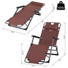 Lounging Relaxation  Folding Lounger With Metal Frame, Adjustable Footrest  Head Pillow