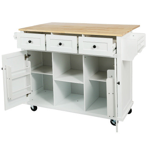 Kitchen Trolley With Rubberwood Folding Leaf Countertops