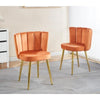 Modern ORANGE Dining Chair  Set Of 2   With Iron Tube Golden Color Legs, Velvet And Comfortable Backrest, Suitable For Dining Room, Living Room, Cafe, Simple Structure