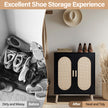 2-door Standing Cabinet Type With High Foot Oval Rattan Shoe Cabinet