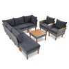 9-Piece Patio Rattan Set With Acacia Wood Legs & Tabletop, Outdoor Conversation