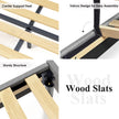 Modern Platform Bed Frame With Upholstered Headboard & Wooden Slats - No Box Spring Needed, Easy Assembly, Grey