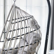 GRHeavy-Duty Iron Hanging Chair With Wicker Weave   Single Person Swing For Indoor  Outdoor Gray