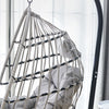 GRHeavy-Duty Iron Hanging Chair With Wicker Weave   Single Person Swing For Indoor  Outdoor Gray