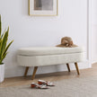 Ottoman Oval Storage Bench,Rubber Wood Legs, Beige 43.5x16x16