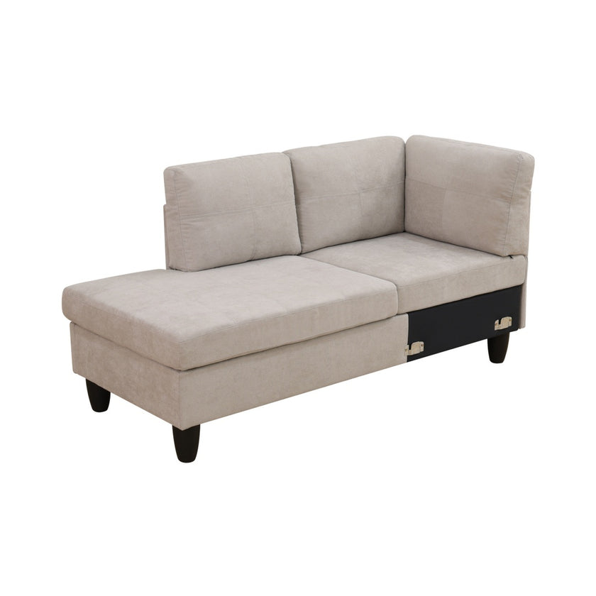 Off-White Short Fur Fluffy Fabric 2-Piece Left Side L-Shaped Living Room Sofa Set--Only Supports Self Pickup