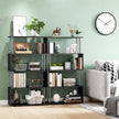 5-Tier Bookcase S-Shaped Wooden Storage Shelf Modern Decorative For Home And Office Black