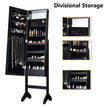 Mirrored Standing Jewelry Armoire Cabinet With LED Lights