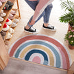 Rainbow Semicircular Silk Enclosure Mats Door Porch Entrance Door Mats Indoor Entrance Door Entrance Carpet