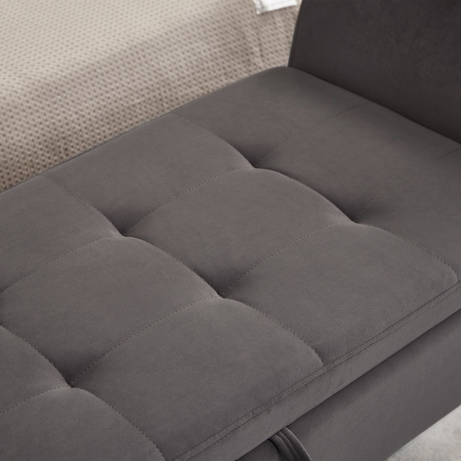 51.5  Bed Bench With Storage Grey Velvet