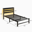 Twin Size Bed Frame Heavy Duty Platform Bed Frame With Headboard, USB Charging Station, LED Bed, No Box Spring Needed, Mattress Foundation, Strong Steel Slats, Noise Free, Black