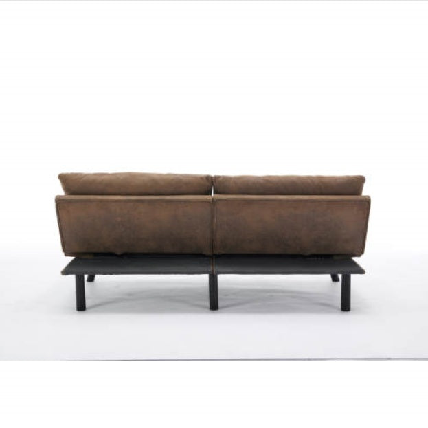 Leatehr Feeling Brown Convertible Folding Modern Sofa Bed