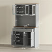 71 Kitchen Pantry Cabinet With Microwave Stand, Kitchen Hutch With 2 Drawers And Adjustable Shelves, Gray
