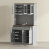 71 Kitchen Pantry Cabinet With Microwave Stand, Kitchen Hutch With 2 Drawers And Adjustable Shelves, Gray