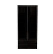 Display Cabinet With Glass Doors, Curio Storage Cabinet With 2-Drawer, Bookcase With LED Lights, Black