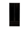 Display Cabinet With Glass Doors, Curio Storage Cabinet With 2-Drawer, Bookcase With LED Lights, Black