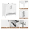 30 Bathroom Vanity With Sink, Multi-functional Bathroom Cabinet With Doors And Drawers, Solid Frame And MDF Board, White