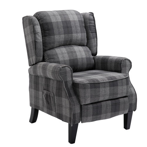 Vintage Armchair Sofa Comfortable Upholstered Leisure Chair  Recliner Chair For Living Room Grey Check