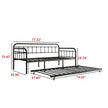 Twin Size Metal Daybed Frame With Trundle, Heavy Duty Steel Slat Support Sofa Bed Platform With Headboard, No Box Spring Needed, Black