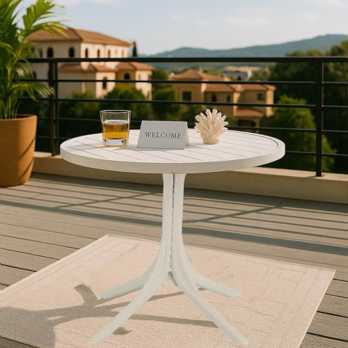 Modern White Round Plastic Table  36 Inch IndoorOutdoor Dining Table & Coffee Table, Lightweight Polypropylene All-Weather Patio Table For Garden, Courtyard, Kitchen, Camping