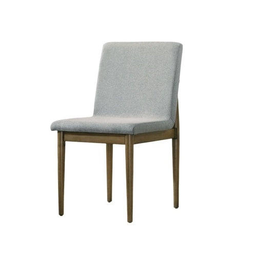 Natural Tone Frame Light Gray Fabric Set Of 2pc Side Chairs Dining Room Furniture Chair Upholstered Seat