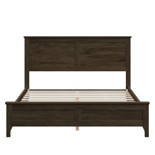Modern Solid Wood Full Size Platform Bed With Sturdy Wooden Slats Support,No Box Spring Needed, Espresso
