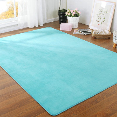 Thickened Solid Color Pattern Coral Fleece Carpet Modern Home Living Room Bedroom Bedside Tatami Crawling Mat Full-covered