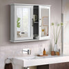 2-Tier Wall-Mounted Mirror Storage Cabinet With Handles For Bathroom