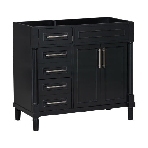 36'' Bathroom Vanity Without Sink, Freestanding Bathroom Storage Cabinet With 2 Drawers And A Tip-out Drawer, Solid Wood Frame Vanity Only, Height Adjustable Shelf