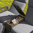 Terrace Lounge Chair Double Sofa, Adjustable Backrest Willow Outdoor Leisure Chair Set, Equipped With Acacia Wood Armrests And Built-in Storage Table, Gray, Prohibited Platform Temu