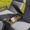 Terrace Lounge Chair Double Sofa, Adjustable Backrest Willow Outdoor Leisure Chair Set, Equipped With Acacia Wood Armrests And Built-in Storage Table, Gray, Prohibited Platform Temu