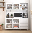 63W Large Kitchen Hutch Cabinet, Freestanding Pantry Cabinets Storage Kitchen Cupboard With 4 Doors, 4 Drawers & Microwave Shelf, White