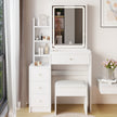 Small Size Left Bedside Cabinet Vanity Table   Cushioned Stool, Extra Large Touch Control Sliding LE