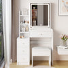 Small Size Left Bedside Cabinet Vanity Table   Cushioned Stool, Extra Large Touch Control Sliding LE