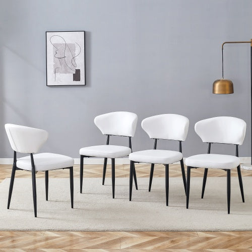 White Minimalist Ergonomic Dining Chair, With A Curved Backrest For Comfortable Design,Unlocking A Comfortable And Minimalist New Sitting Posture. A Pack Of 4.Available In Black And White.