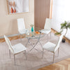 Dining Table With Chrome Metal Leg And Tempered Glass,Modern Space Saving Kitchen Table For Living Room,chrome Color Metal Legs