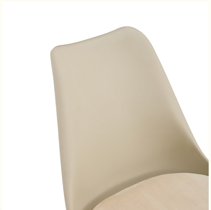Modern Dining Chair With Shell Leisure Plastic Seat And Golden Steel Legs