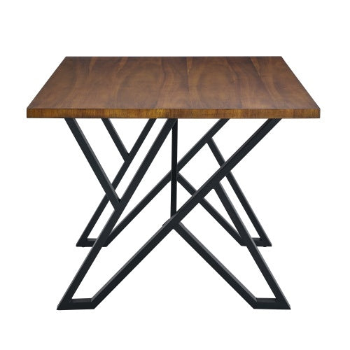 Indoor Dining Table With Metal Legs,Walnut