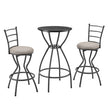 3 Bar Table And Chairs Set For Dining Room Industrial Counter Height Bar Chairs With Metal Back, Fabric Seat