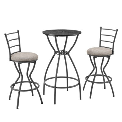 3 Bar Table And Chairs Set For Dining Room Industrial Counter Height Bar Chairs With Metal Back, Fabric Seat
