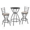 3 Bar Table And Chairs Set For Dining Room Industrial Counter Height Bar Chairs With Metal Back, Fabric Seat