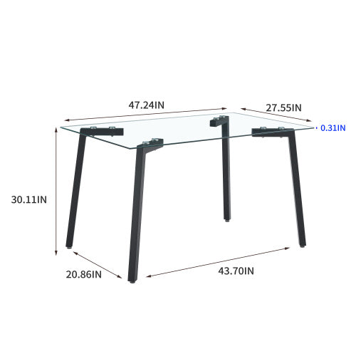 Glass Dining Table Transparent, 130  80   8MM