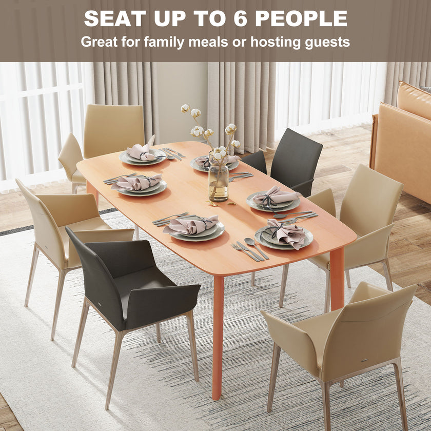 Pine Wood Dining Table For 6, 47 Rustic Rectangular Kitchen Table With Large Tabletop For Dining Room, Natural