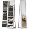 Jewelry Armoire, Lockable Jewelry Cabinet With Full-Length Mirror, Storage Shelves, White