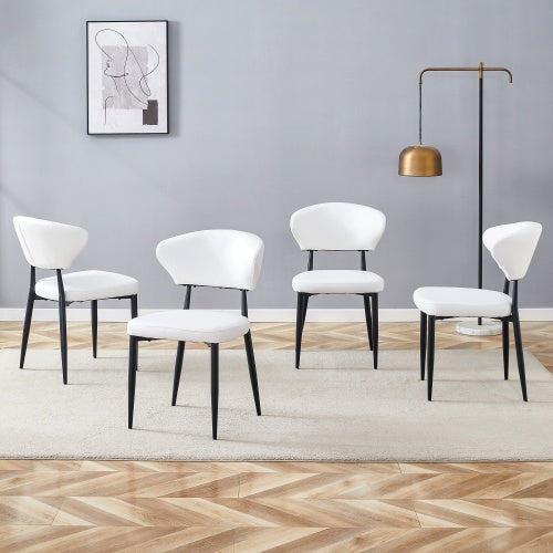 White Minimalist Ergonomic Dining Chair, With A Curved Backrest For Comfortable Design,Unlocking A Comfortable And Minimalist New Sitting Posture. A Pack Of 4.Available In Black And White.