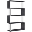 5-Tier Bookcase S-Shaped Wooden Storage Shelf Modern Decorative For Home And Office Black