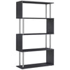 5-Tier Bookcase S-Shaped Wooden Storage Shelf Modern Decorative For Home And Office Black