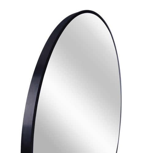 32 Inch Black Metal Framed Round Bathrrom Mirror For Wall.